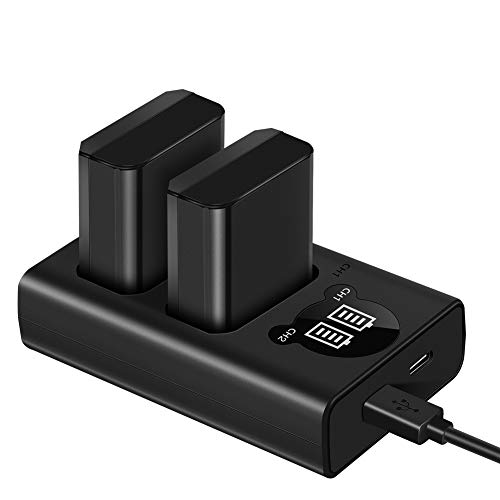 Batterie ESDDI FW50 pour Sony 1100 mAh, Nex-5 Alpha7 / 7ii / 6500/5100 NEX-7 NEX-5 NEX-5N NEX-5T SLT A55VA37, etc, 2 Piles de Rechange, entrée USB 2.1A