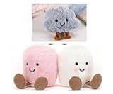 HTGWCG Marshmallow Soft Toys, 3Pcs Plush Stuffed Animals for Kids, Pink and White Toys Soft, Creative Gift for Children, Home Decor and Snuggle Companion, 12x7cm (Gray)