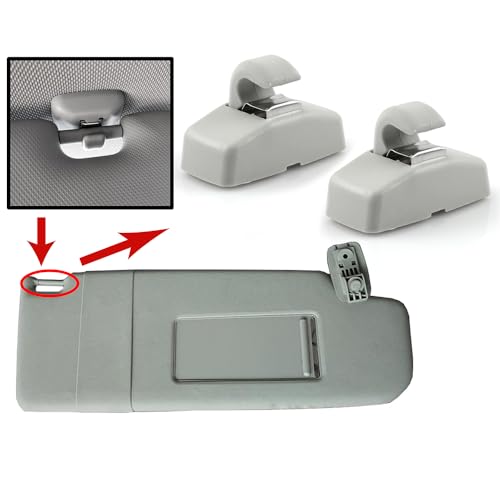 ROBUST 2x Clip Sonnenblendenhalter Grau Halter Blende für VW Caddy Golf Mk4 Sharan Passat Polo Amarok Transporter T5 Touran Seat Ibiza Leon Skoda Fabia Octavia Superb 3B0857561B