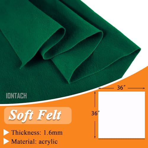 Image of IONTACH 36 inch X 36 inch Hunter Green Soft Felt Fabric 1.6mm Thick | Felt Sheets for Crafts, Embroidery, Patchwork, Liner, School Projects, Home Decoration