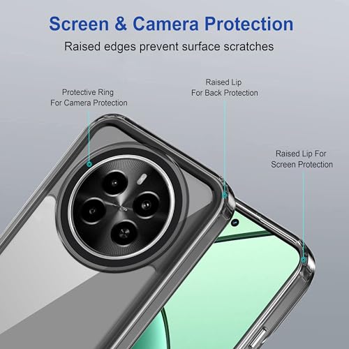 Image of amazon basics Back Case Cover for Realme Narzo 70 5G | Compatible for Realme Narzo 70 5G Back Case Cover | Case Cover with Camera Protection | (TPU + PC | Translucent Black)
