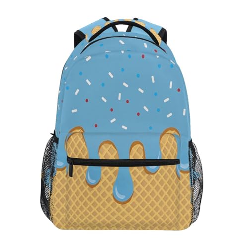 ALAZA Blue Ice Cream Drip Backpacks for Girls Boys Elementary School Bag Kids Bookbag Personalized Travel Daypack 3rd 4th 5th Grade Rucksack 16in Laptop Back Pack
