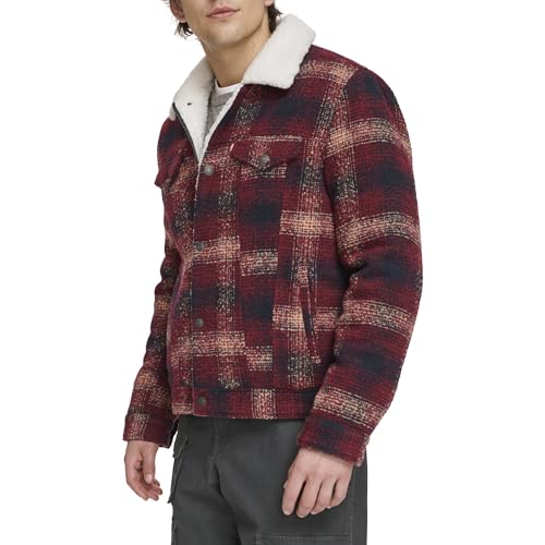 Levi's Men's Wool Blend Plaid Trucker with Sherpa Lining2