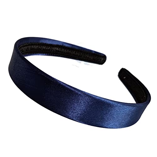 2cm Navy Blue Satin Covered Plastic Alice Band Hair Band Headband No Teeth for Women Girls by Glitz4Girlz