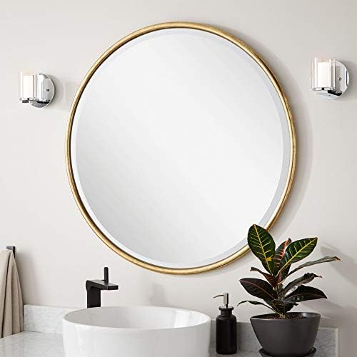Signature Hardware 450592 Sobb Round Decorative Vanity Mirror with Gold Gilding - Gold Leaf