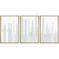 SIGNWIN 3 Piece Framed Canvas Wall Birds and City Canvas Prints Home Artwork Decoration for Living Room,Bedroom - 16