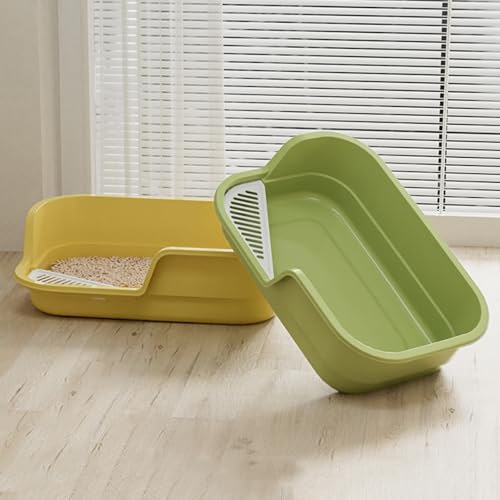 LoopTime Extra Large Cat Litter Box with High Sides,Cats Boxes for Indoor Cats,Cat Litter Pan for Kitty,Litter Box with Low Entry,Easy to Clean,Anti-Splashing,23.6\" x15.7\" x5.9\" (Grey)