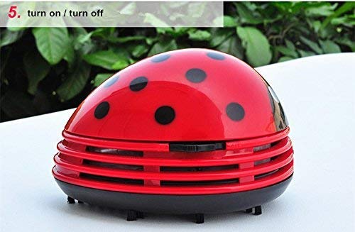 Image of Barbato Aimeio Cute Portable Beetle Ladybug Mini Handheld Cordless Tabletop Crumb Sweeper Desktop Keyboard Dust Vacuum Cleaner,Battery Operated