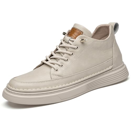 Men's Casual Shoes Invisible Height Increasing Leather Elevator Lace Up Sneakers Fashion Breathable Comfortable Lightweight White 6 UK Men's Casual Shoes Invisible Height Increasing Leather Elevator Lace Up Sneakers Fashion Breathable Comfortable Lightweight White 6 UK