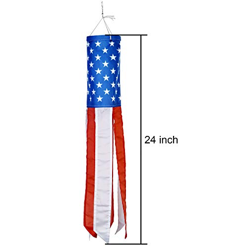 Boao 2 Pieces 24 Inch American Flag Windsock Us Stars And Stripes Hanging Decoration Windsock Waterproof Material For 4Th Of July Patriotic Day Outdoor Hangings #TOP1
