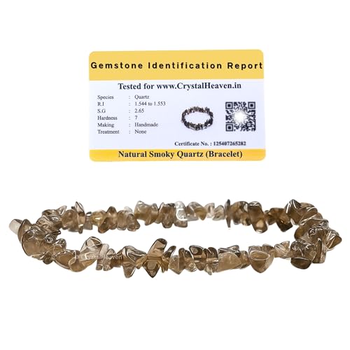 Image of Certified Smoky Quartz Bracelet for Women Men with Healing Crystal and Reiki Stone - Beautiful Gemstone Beaded Bracelet for Balance, Harmony & Positive Energy (Chips Stone Beads)