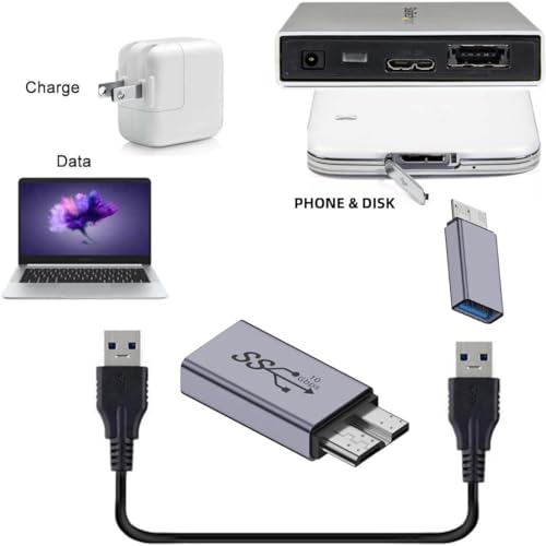 Image of Tobo 10Gbps USB A Female to USB3.0 Micro B Male External Hard Drive Adapter USB3.1 to Micro B Data Charging Converter, for External Hard SSD Drive, Digital Camera, Phone(Micro