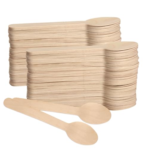 200 Holzlöffel Klein 14cm Einwegbesteck Holz Einweglöffel aus Birkenholz Kaffeelöffel Nachhaltiges Einweg Löffel Biologisch Abbaubar...