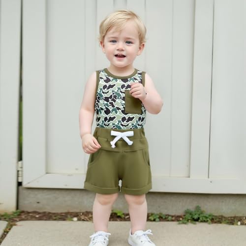 Toddler Baby Boy Summer Outfit Sleeveless T Shirt Top Casual Shorts Set Infant Newborn Clothes 6 12 18 24 Month 2T2