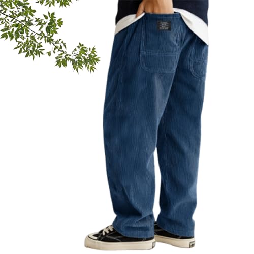 New Mokaloha Pants, Pacificozy Men's Loose Corduroy Ribbed Surface Embroidered Logo Drawstring Pocket Trousers3