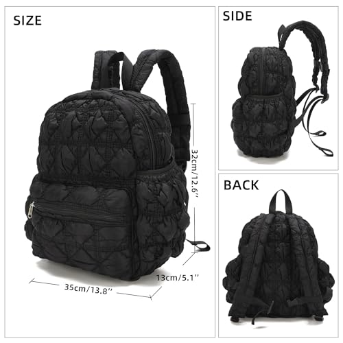Cute Puffer Quilted Kids Backpack Puffy Bubble Toddler for Boys Girls Lightweight Preschool Bag(Black)3