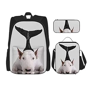 Bull Terrier Zeemeermin Print Rugzak Voor Jongens Tieners Boekentas Reizen Dagrugzak, Lunch Tas En Potlood Case…
