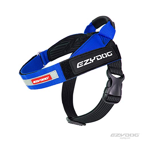 EzyDogExpress Dog Harness | Dog Harness for Small, Medium and Large Dogs, Angled Ergonomic Design, Moulded Grip Handle, Easy Release Side Buckle (M, Blue)