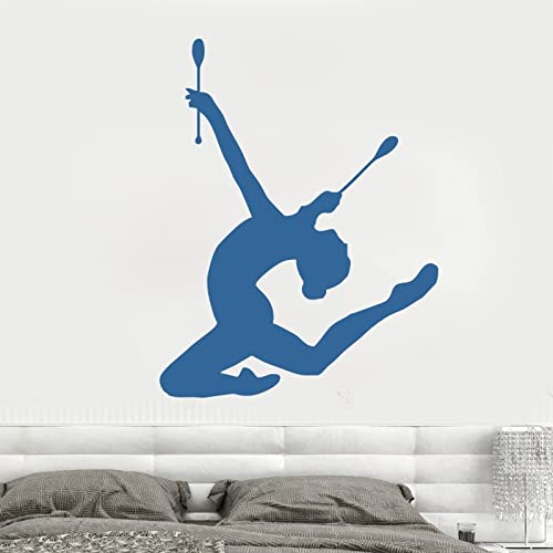 Gymnast Girl Sports SYY223, H614 Sky Blue Sticker mural en vinyle adhésif pour enfant Motif enfant Bleu 42 x 66 cm