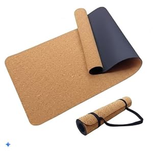 Cork Yoga Mat – Eco-Friendly & Non-Slip with TPE Backing – 183×61.5cm – For Yoga, Pilates & Fitness – Includes Carry Strap – Lightweight & Durable (Blank)
