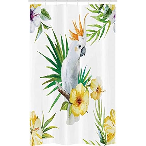 ABAKUHAUS Loro Cortina para baño, Hibisco con Las Aves Silvestres Cover