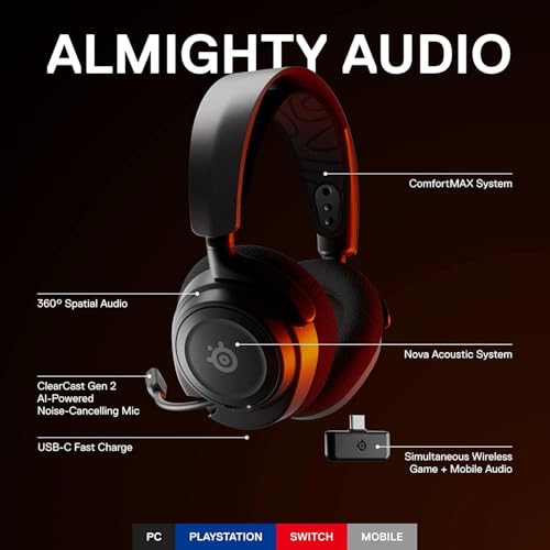 Image of SteelSeries New Arctis Nova 7 Wireless Multi-Platform Gaming On Ear Headset Simultaneous Wireless 2.4GHz & Bluetooth Comfort Design - Fast Charging 38Hr Battery PC, PS, Switch, Mobile