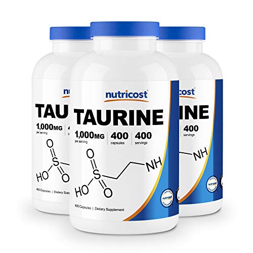 Nutricost Taurine 1000mg; 400 Capsules (3 Bottles)