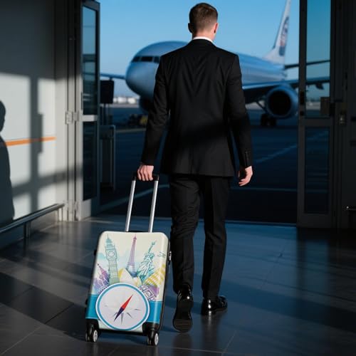 Image of WUJIAONIAO Travel Luggage Cover Baggage Suitcase Cover Protector Skins 18-32 Inch, compass, L (for 25--28 inch luggage)
