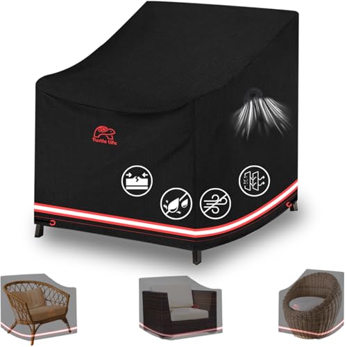Turtle Life Housse de Chaise de Jardin Imperméable, Protection pour Fauteuil Extérieur, Salon de Jardin, Noir, 79x94x76cm
