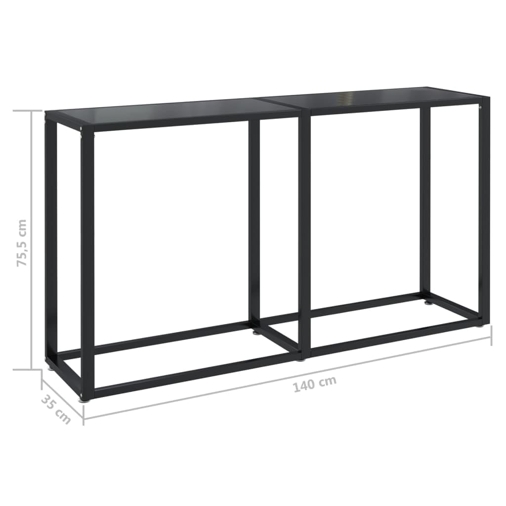 vidaXL Konsolentisch Konsole Beistelltisch Flurtisch Sideboard Ablagetisch Wandtisch Glastisch Tisch Schwarz 140x35x75,5cm Hartglas Stahl