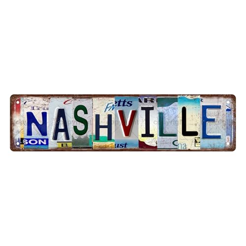NASHVILLE LOCATION Metal Tin Street Sign Bar Cafe Garage Cave Home Room Wall Bathroom Farmhouse...