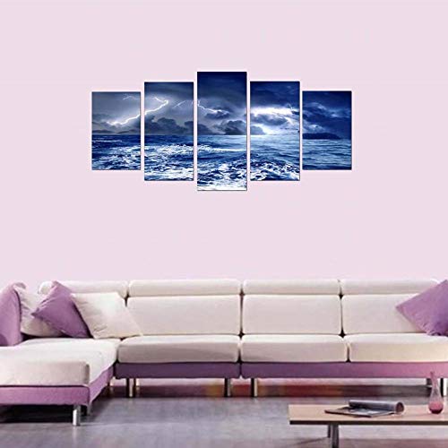 Foudre dans la mer idée cadeau moderne originale en toile 5 pièces - 3