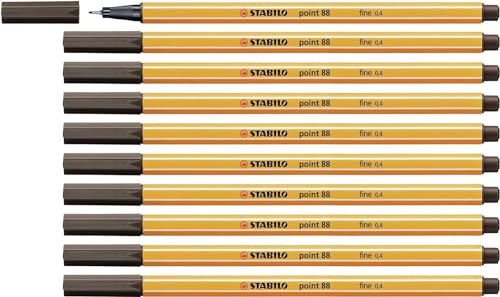 STABILO point 88, Fineliner 0,4 mm – Box von 10 Stifte - Umber