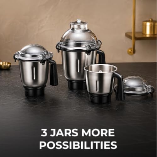USHA Store USHA 1200W TurboX Mixer Grinder, 4 Jars, Brown - Image 7