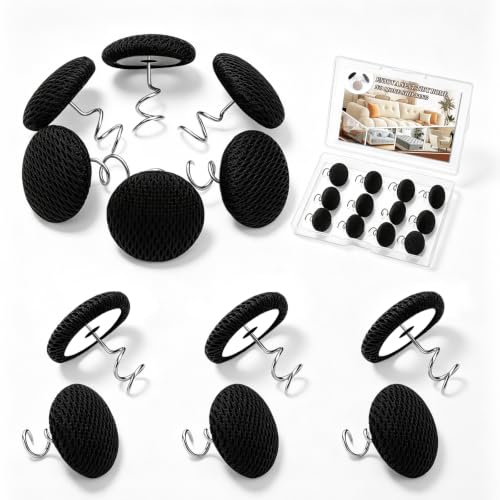 Image of Lunarm Linen Twist Pins 12pcs Upholstery Bedskirt Pins Black Fabric Covered | Fabric Covered Button, Tightly Grip, Multipurpose for Furniture, Sofa,Headliner, Armrest Covers, Slipcovers, Storage Case