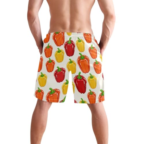 Vegetables Green Pepper Mens Swim Trunks Quick Dry Beach Shorts with Pocket S 23024993