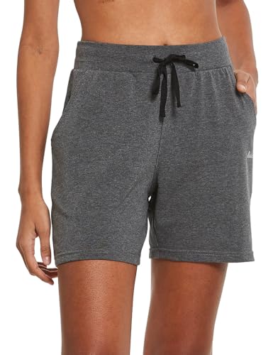 Image of BALEAF Women's Cotton Yoga Shorts Sweat Athletic Lounge Beach Shorts Jersey Pull On with Drawstring Pockets Summer
