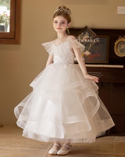 Tulle Flower Girl Dresses for Wedding Lace Embroidery First Communion Dress Off Shoulder Girls Party Dress2