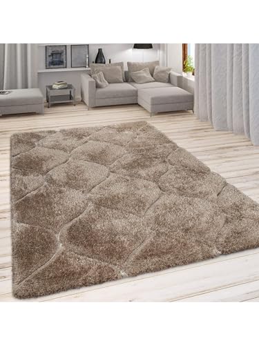 Image of F & B RUGS ; SUPERIOR QUALITY PRODUCTS Firoz and Brothers Handwoven Super Soft Indoor Modern Shag Microfibre Silky Fluffy Smooth 5x5 feet Beige