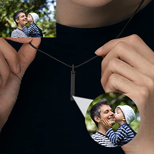 Personalized Custom Photo bar necklace for Men Dad Projection I Love You 100 Languages Vertical Father Husband Son Picture Gift Father's Day, black-bar3
