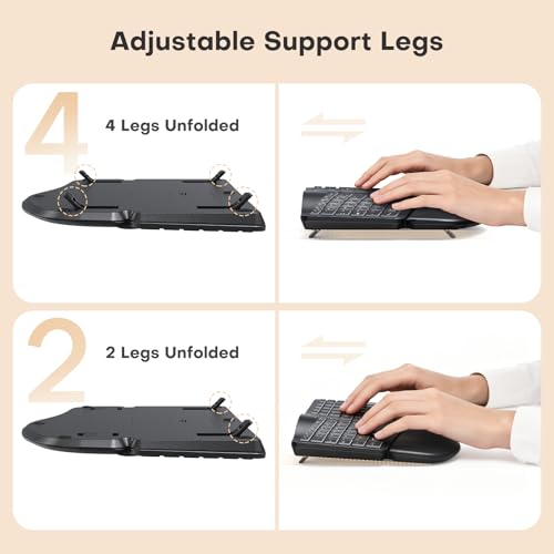 Image of MOKURU Wireless Ergonomic Keyboard, Split Keyboard with Wrist Rest, Full Size 2.4G BT Computer Keyboard, Compatible with Windows, Mac OS, PC Computer /Laptop (Black)
