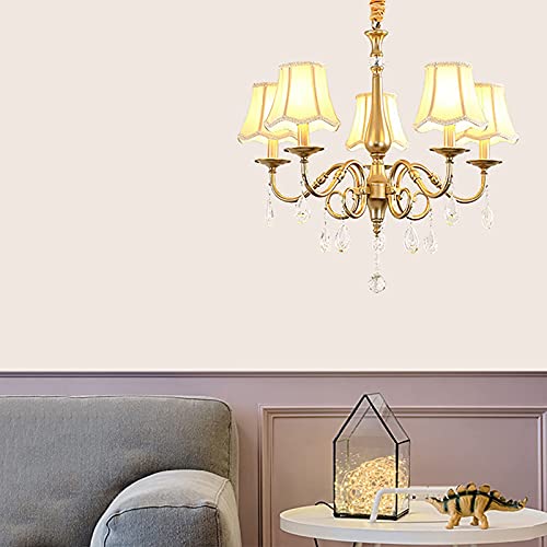 Chandelier cristal moderne chic et suspension dorée de salon - 6