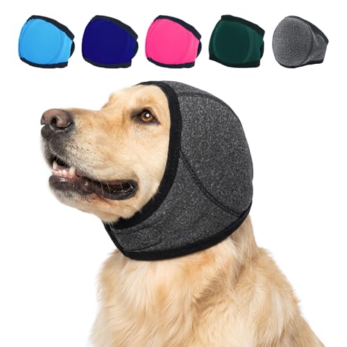 Image of MIGOHI Dog Calming Hoodie,Dog Ear Muffs Noise Protection, S | Durable Ear Cover for Hematoma, Adjustable Sound Proof Ears Covers for Dogs, Fireworks, Travel, Grey