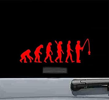 JS Artworks Fishing Evolution Vinyl Decal Sticker RED