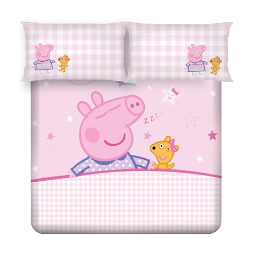 Image of Sassoon Peppa Pig Sleep Digital Printed 100% Cotton Bedsheet with 2 Pillow Covers in 300TC