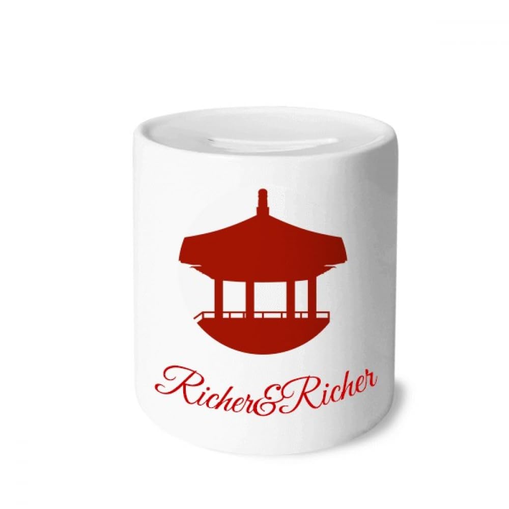 China Pavilion Culture Outline Pattern Rich and Rich Bank Saving Box Coin