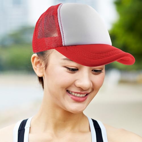 Casquette de baseball en maille lot de 10 vierges en polyester respirant noir rouge