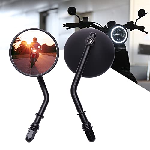 Image of DREAMIZER 3 inch Motorcycle Handlebar Mirrors Black Round Rear View Side Mirrors Universal 8mm 10mm Compatible with Sportster 883 1200 Softail Dyna ATV Street Sport Bike Cruiser Chopper Bobber Scooter