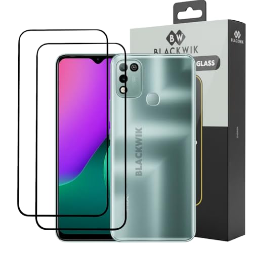 Image of Blackwik Tempered Glass Screen Protector for Infinix Hot 10 Play with Edge-To-Edge Protector Coverage | Easy Installation Kit (Black) (Pack Of 2)
