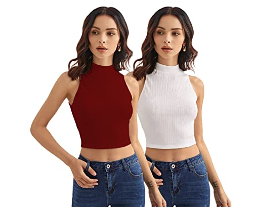 Image of Shasmi Women Crop Top, Ribbed, Stylish Tank Top, Soft and Comfy Fabric has Some Stretch